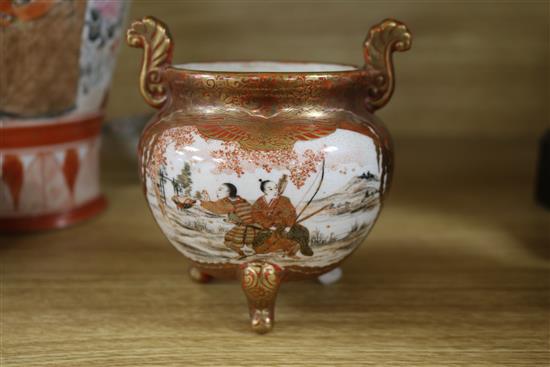 A collection of Asian ceramics, including a Chinese white ground flattened pyriform vase